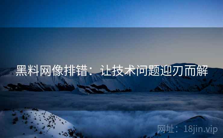 黑料网像排错:让技术问题迎刃而解