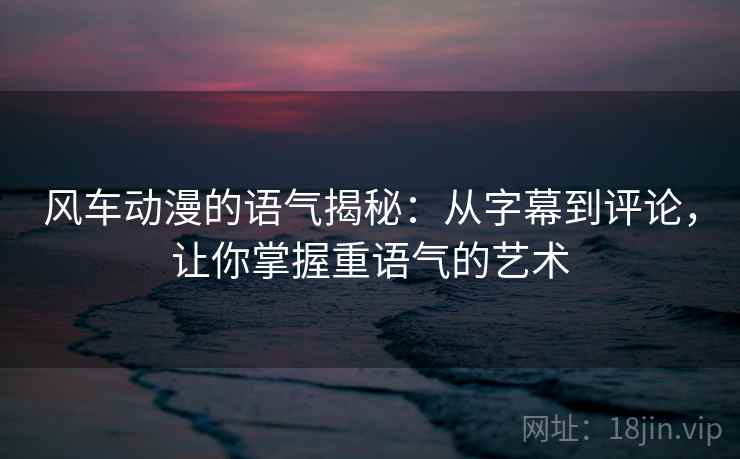 风车动漫的语气揭秘:从字幕到评论,让你掌握重语气的艺术